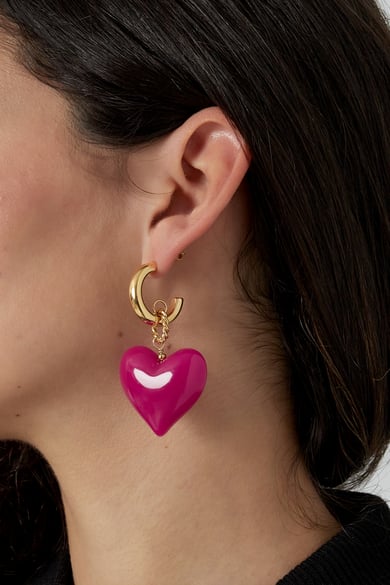 Earrings big heart pink woods - Pink h5 Picture3