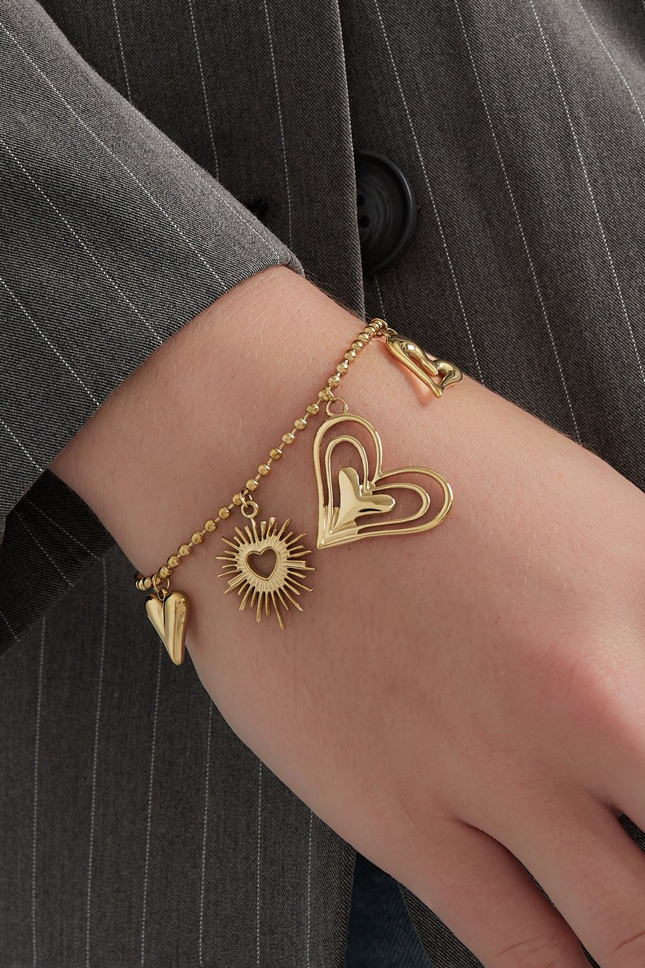Armband „Liebende Herzen“ – Goldfarbe - Goldfarbefarbe Bild3