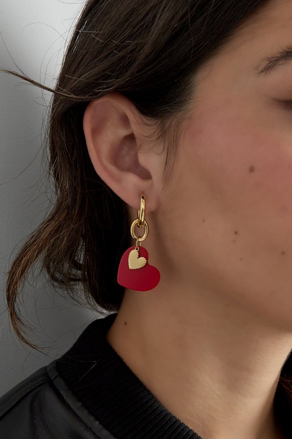 Oorbellen sweetheart charm - Rood 2