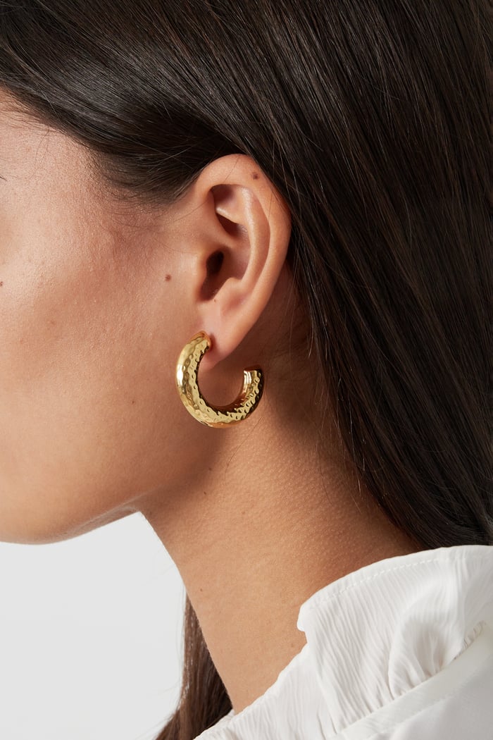 Structured hoop earrings - Gold color Picture2