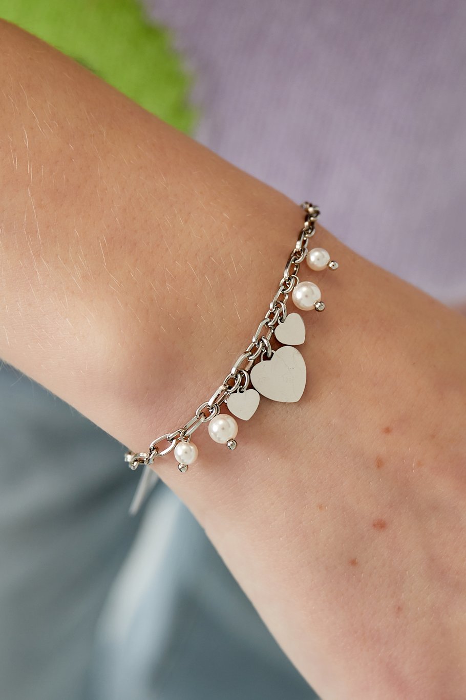 Armband mit Herzen und Perlen  Bild4