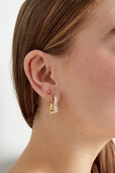 Orecchini rettangolari con diamanti - Colore oro h5 Immagine2