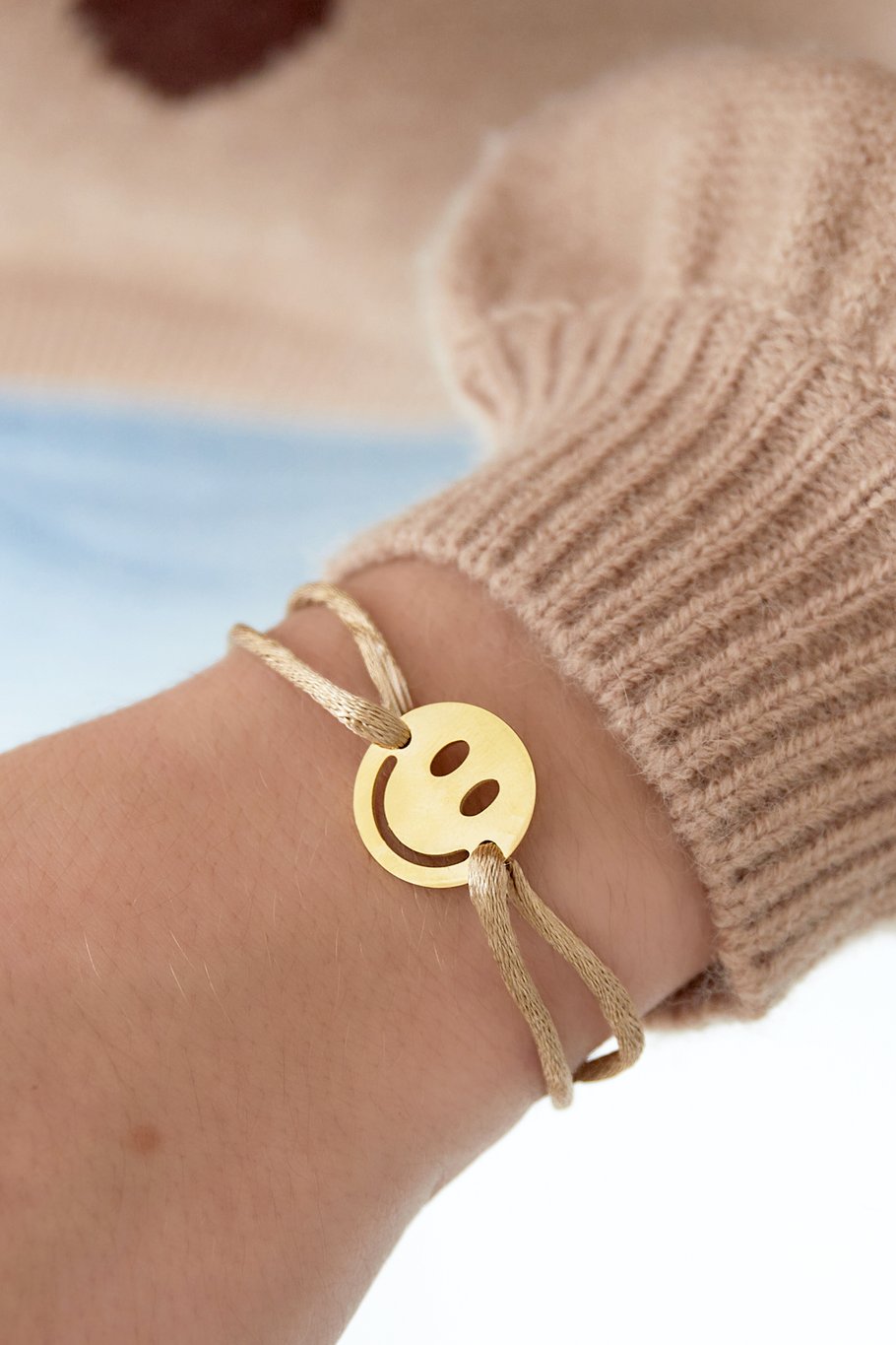 Satin bracelet with smiley - dark pink Picture2