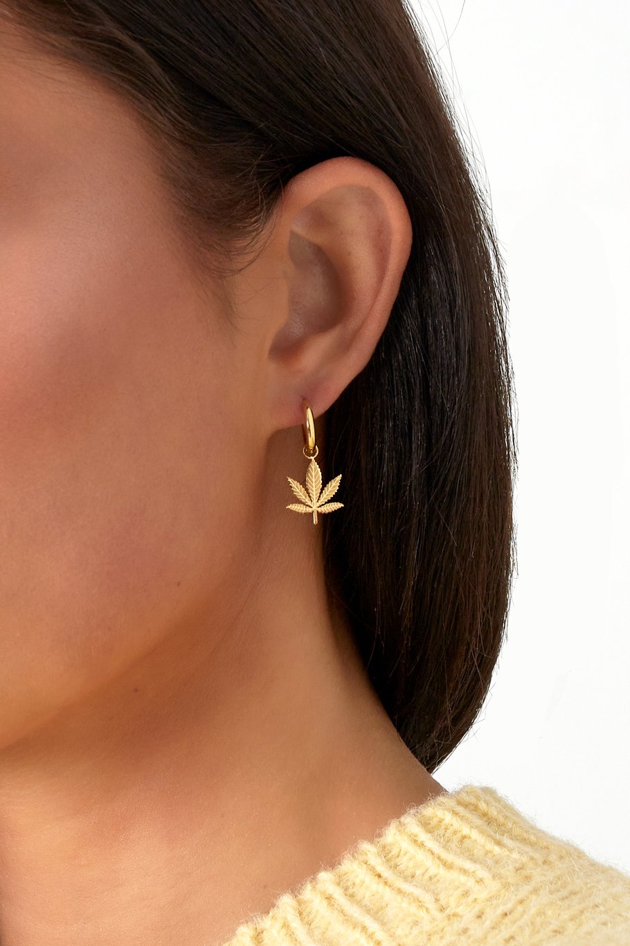 Ohrringe „Canna Bliss“ – Goldfarbe - Goldfarbefarbe Bild3