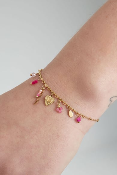 Braccialetto Fiesta rosa - Colore oro h5 Immagine2