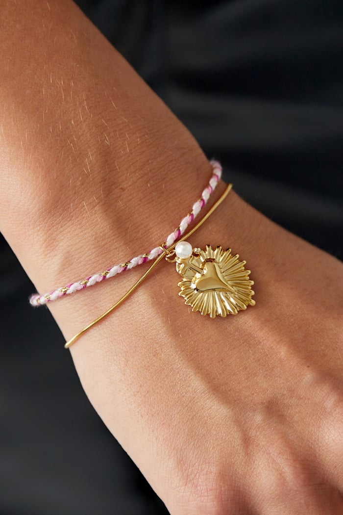 Love laced bracelet - Pink and gold color Picture2