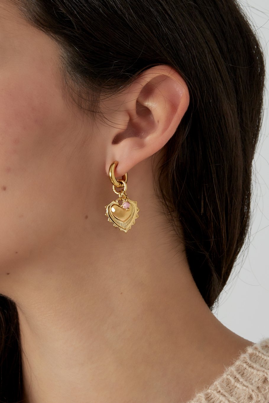 Bold heart earrings - Gold color Picture3