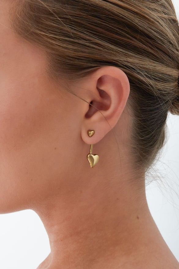 Oorbellen dubbel hart - Goud kleur