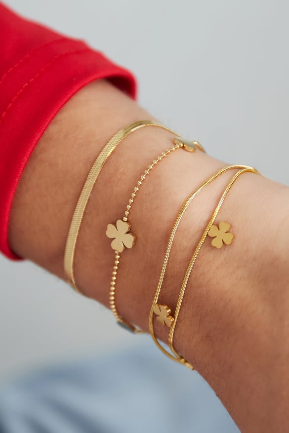bracelet double trèfle - couleur or 2