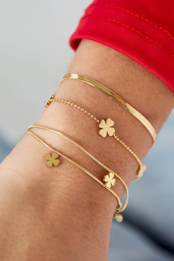bracciale trifoglio cuore - colore oro
