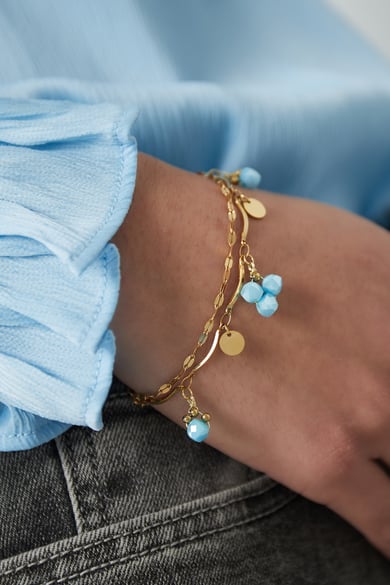 Blue beads Bracelet - Light Blue h5 Picture2