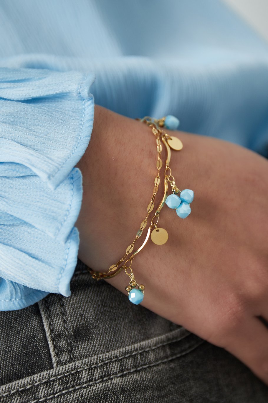 Blue beads Bracelet - Light Blue Picture2