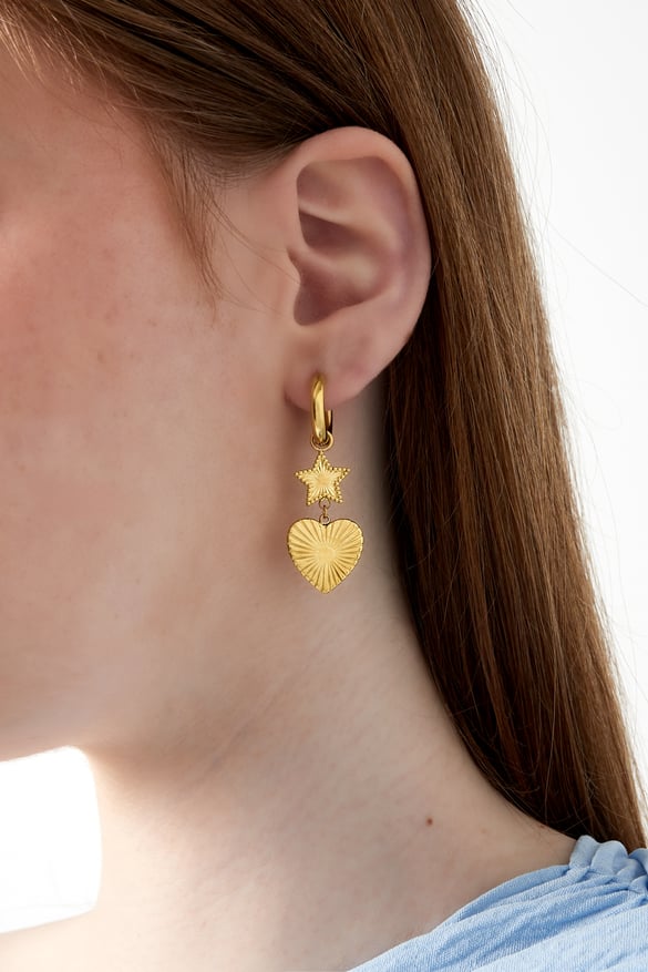 orecchini a forma di cuore stella - colore oro 2