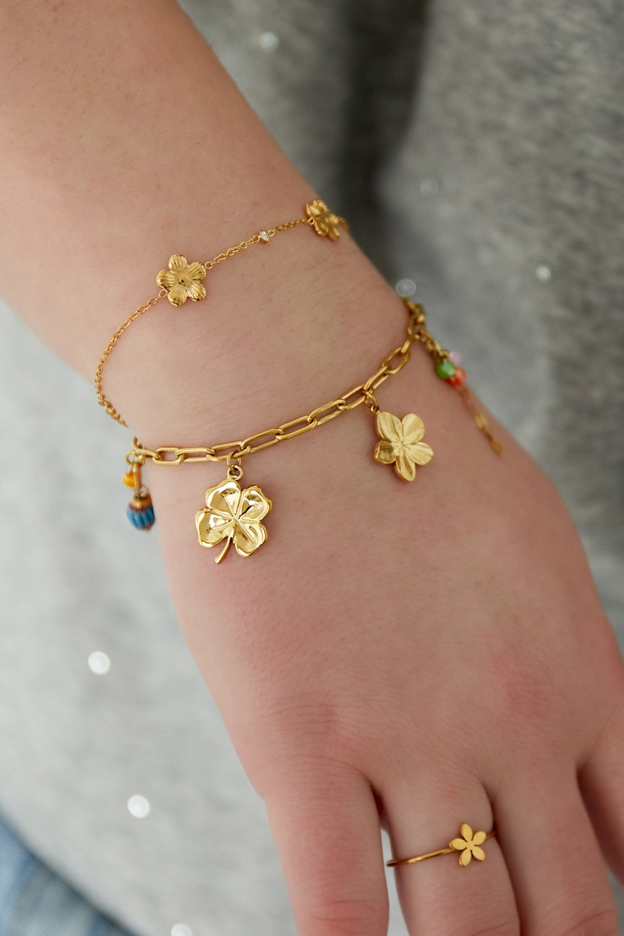 Blumenarmband - Goldfarben Bild2