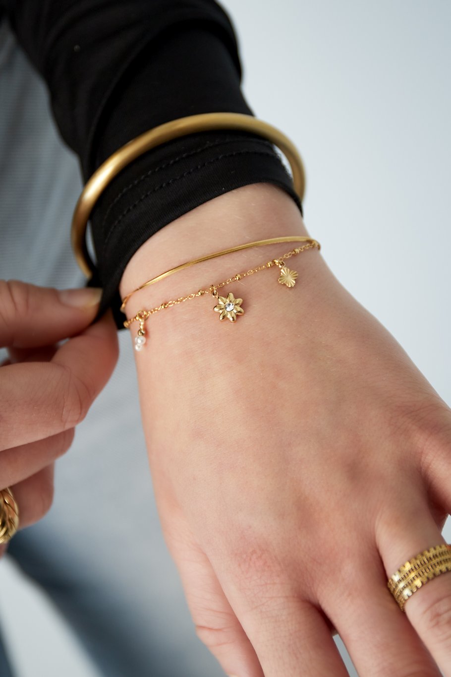 Blumenarmband - Silberfarben Bild2