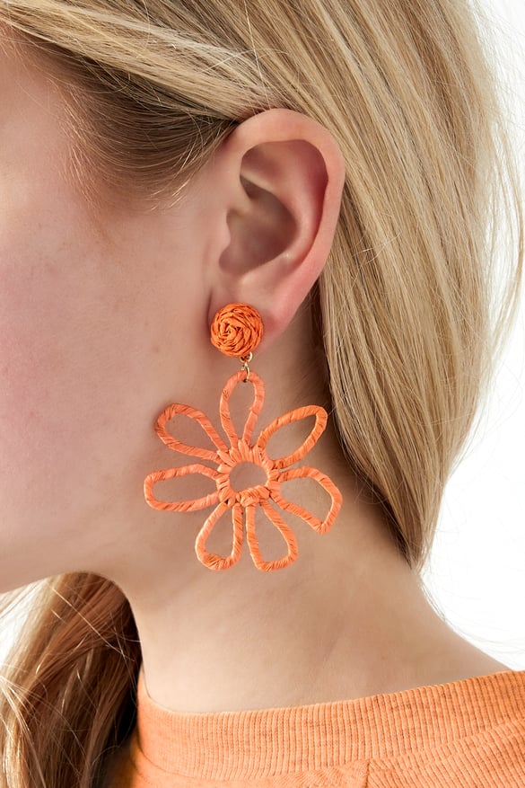 Flower Earrings - Orange