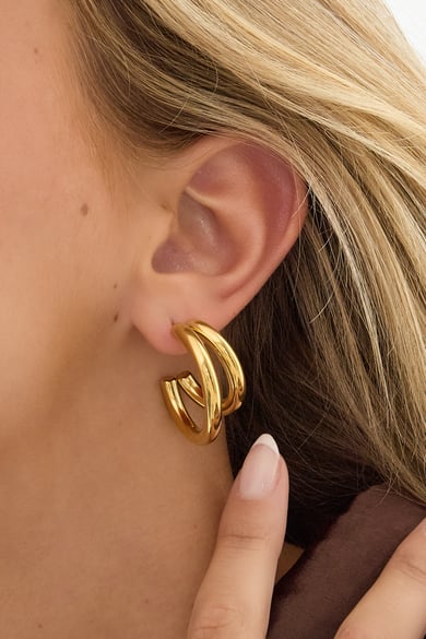 Petites boucles d&#39;oreilles doubles créoles h5 Image2