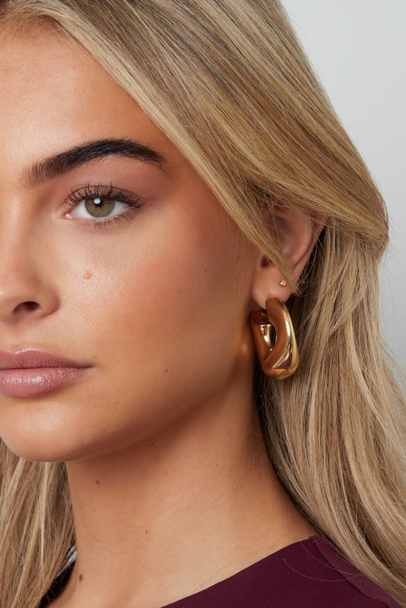 Boucles d&#39;oreilles créoles en acier inoxydable, style décontracté, simple et quotidien, pour femmes