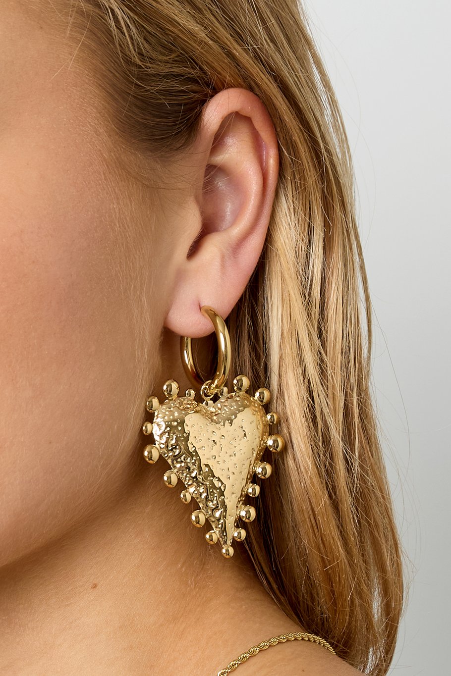 Orecchini pendenti in acciaio inossidabile a forma di cuore, casual, quotidiani, semplici, da donna h5Immagine3