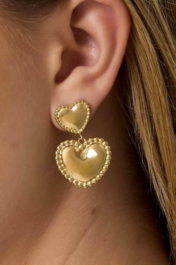 Pendientes colgantes de acero inoxidable con forma de corazón, estilo casual, diario, sencillo, para mujer.