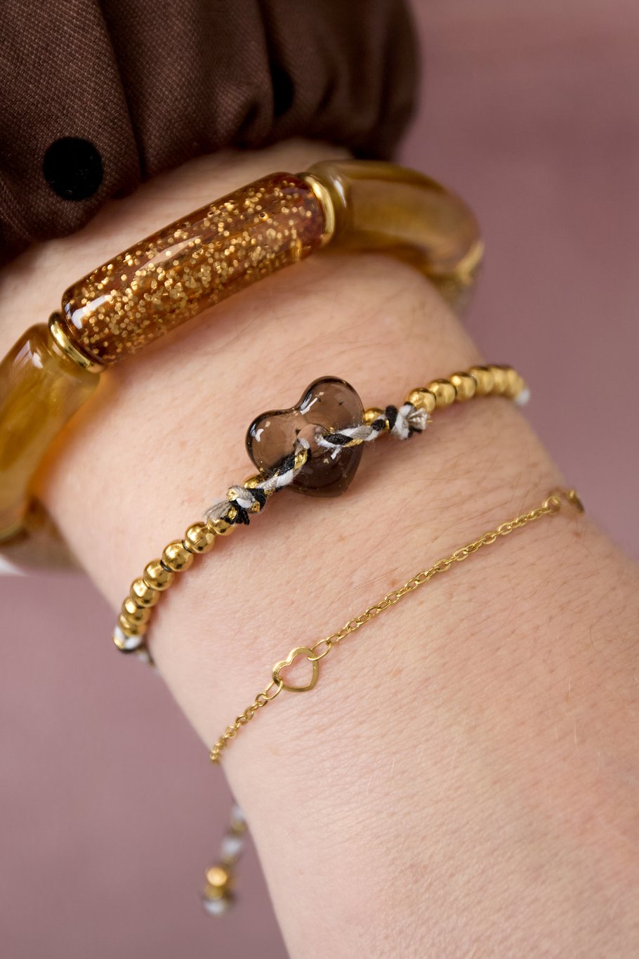 Polyester Beaded Bracelets Heart Casual Daily Simple Series Women's jewelry Picture2