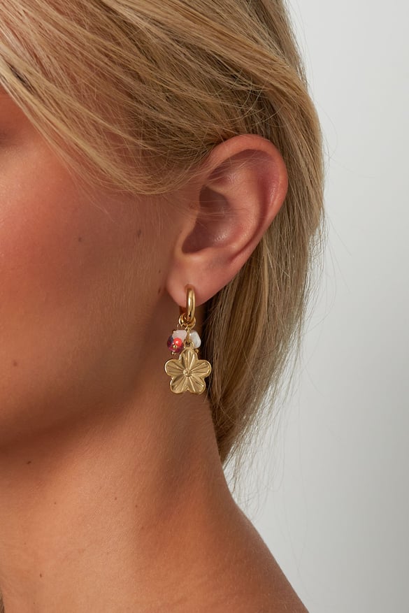 Orecchini pendenti in acciaio inossidabile, stile casual, semplici, da donna, serie &quot;Fiore&quot;