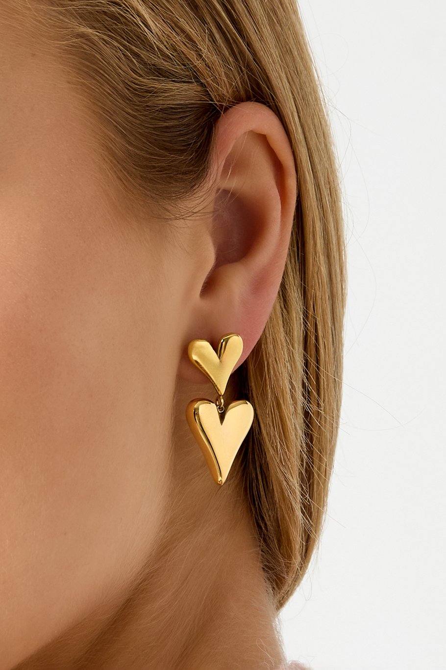Boucles d'oreilles pendantes en acier inoxydable, style cœur, décontractées, simples et quotidiennes, bijoux pour femmes h5Image3