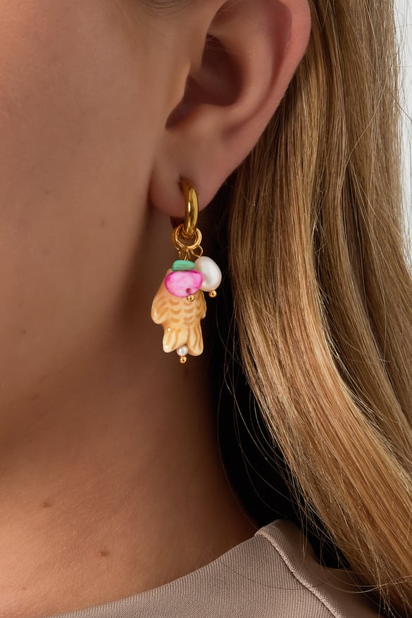 Fish and 2 pearls Earrings 2