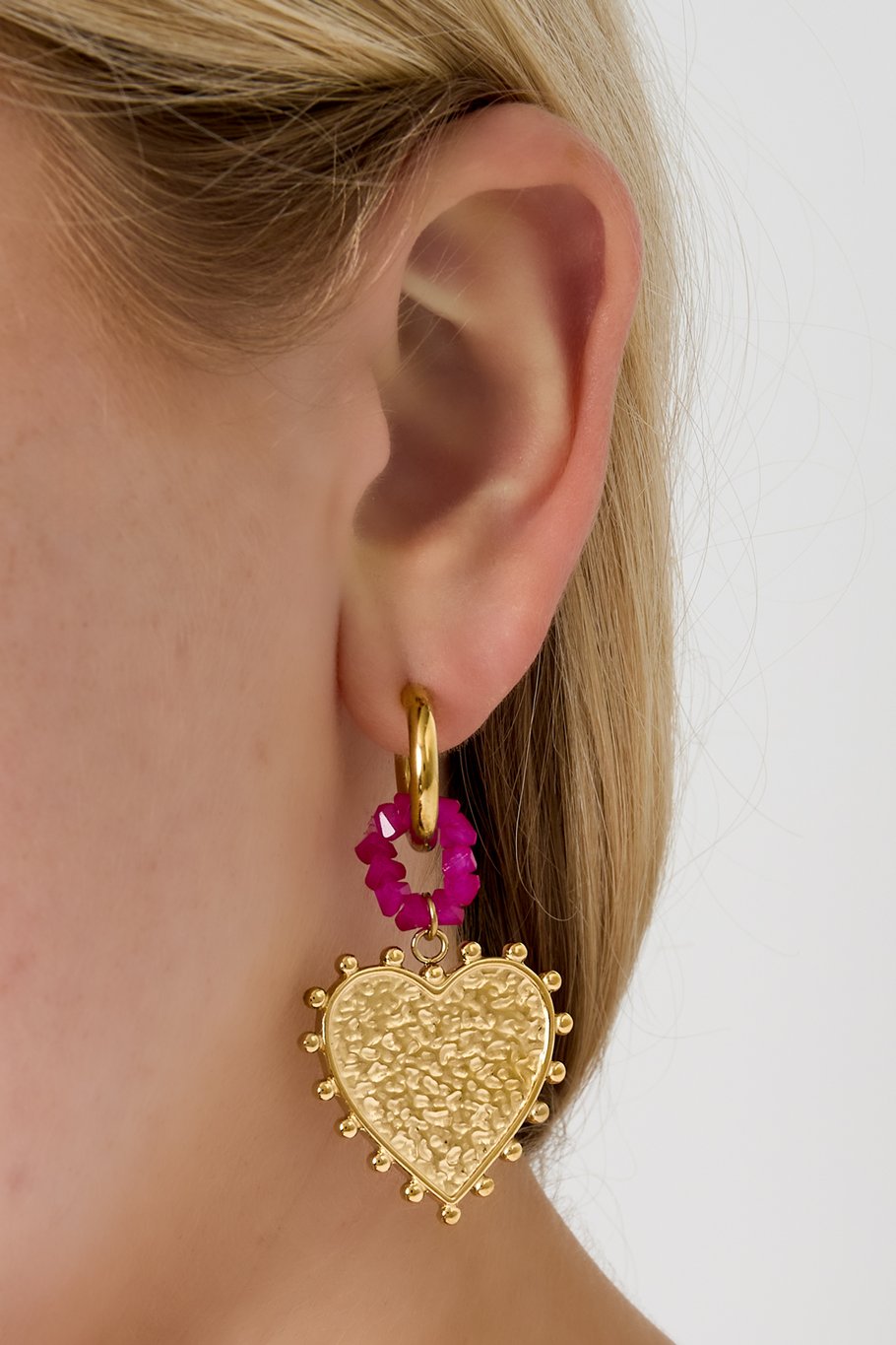 Orecchini pendenti in acciaio inossidabile a forma di cuore, casual, quotidiani, semplici, da donna Immagine2