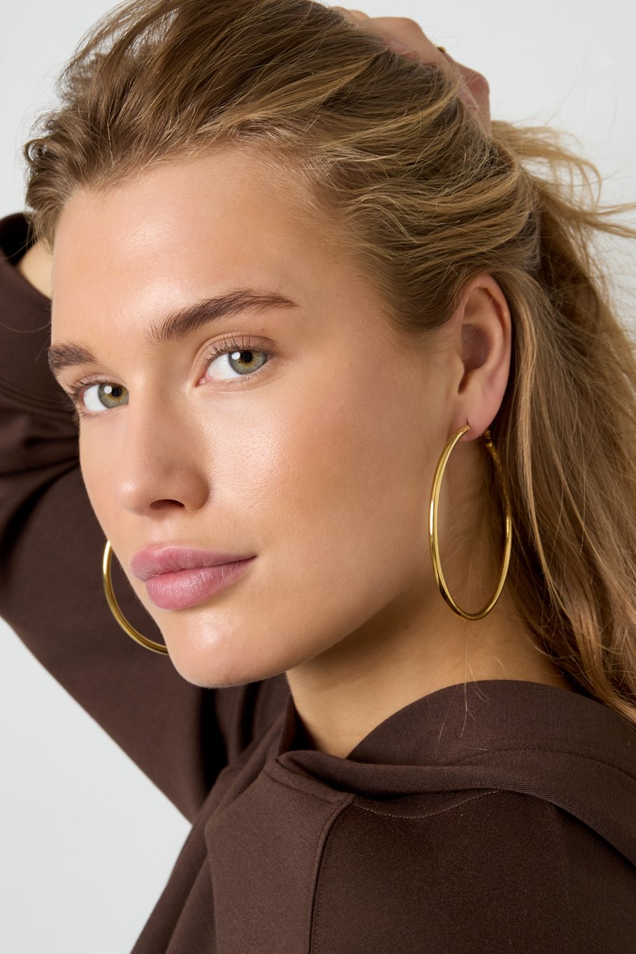 Boucles d'oreilles créoles en acier inoxydable, style géométrique, décontracté, simple, pour femme h5Image3