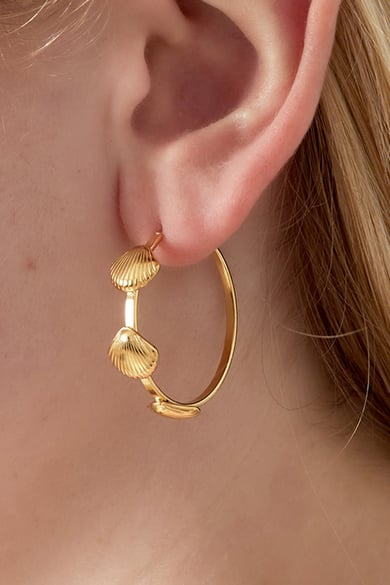 Boucles d&#39;oreilles créoles coquillage h5 Image2