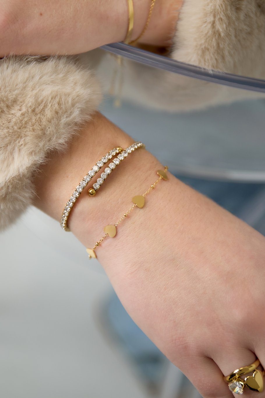 Bracelets à chaîne en acier inoxydable, série cœur, décontracté, quotidien, simple, bijoux pour femmes h5Image2