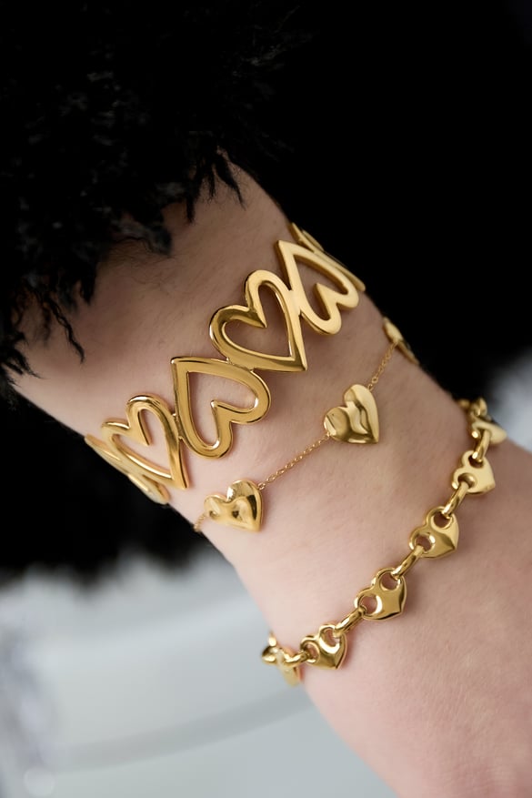 Bracelets manchettes en acier inoxydable, style cœur, décontracté, simple, pour femme
