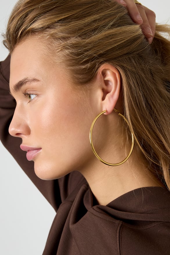 Boucles d&#39;oreilles créoles en acier inoxydable, style géométrique, décontracté, simple, pour femme