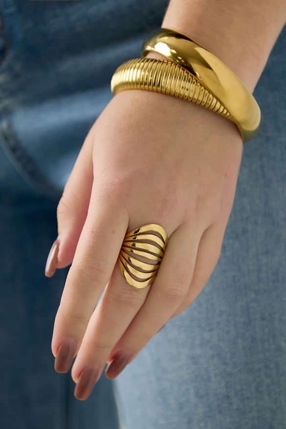 Bagues de déclaration en acier inoxydable, lignes décontractées, simples et quotidiennes, bijoux pour femmes