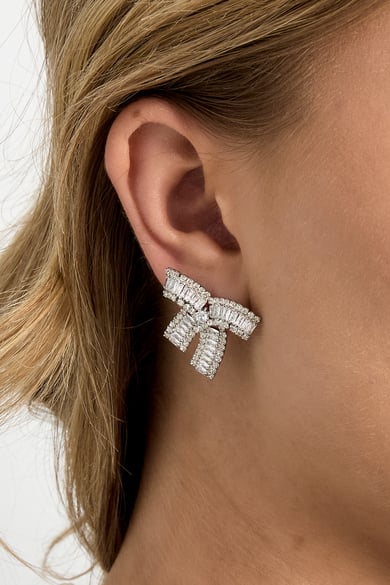 Kupfer Ohrstecker Bogen Knoten Elegante Weihnachten Luxuriöse Serie Damenschmuck h5 Bild4