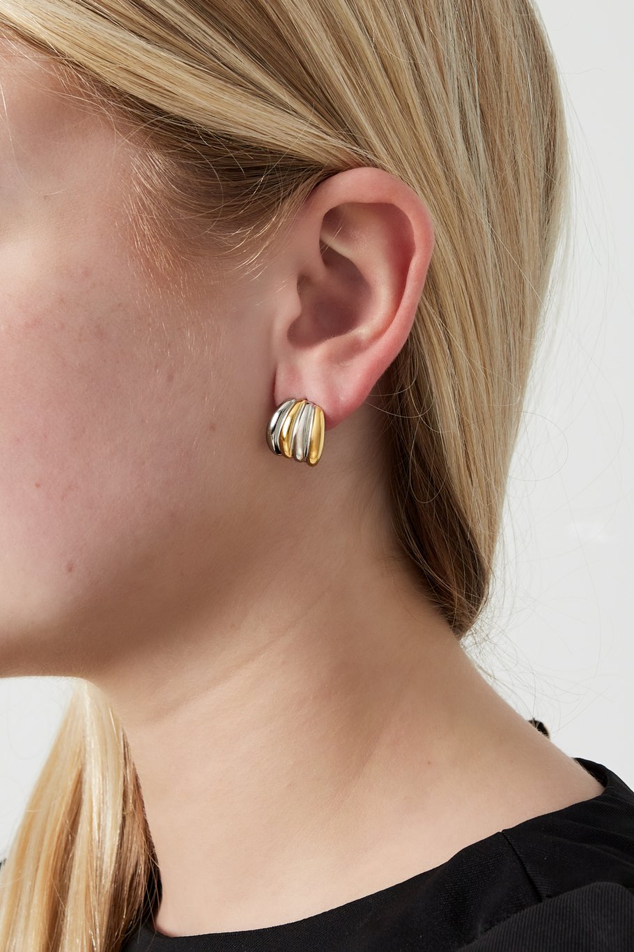 Silver Golden Fusion Earrings Picture2
