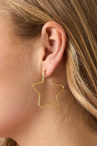Stainless Steel Hoop Earrings Star Casual Daily Simple Series Women's jewelry h5 Picture3