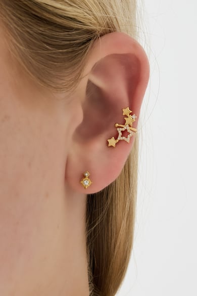 Puños de oreja de cobre con forma de estrella, estilo casual y diario h5 Imagen2
