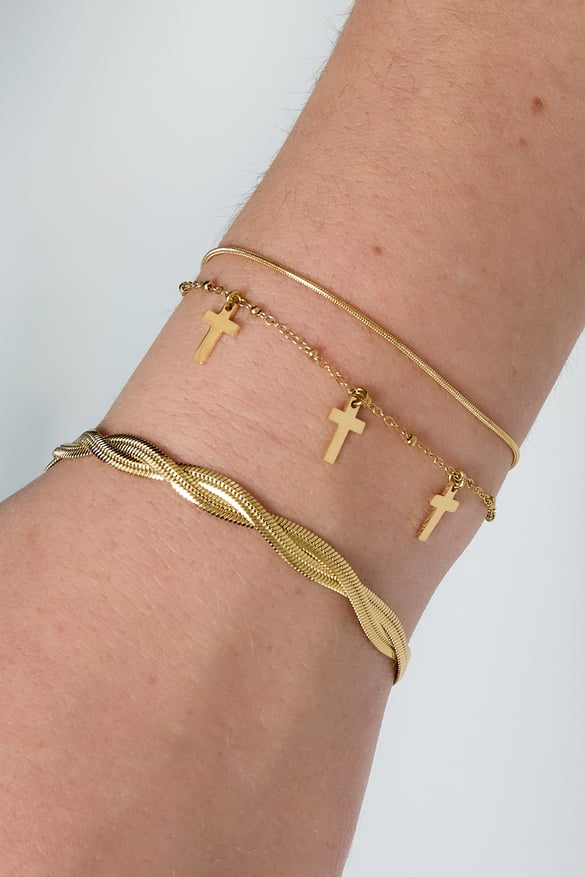 304S.staal Charm Armbanden Kruis Casual Dagelijks Eenvoudig Serie Dames sieraden