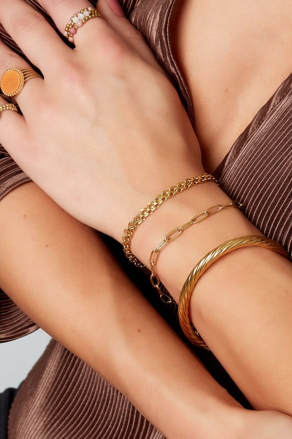 Link bracelet basic Gold Color Stainless Steel 2