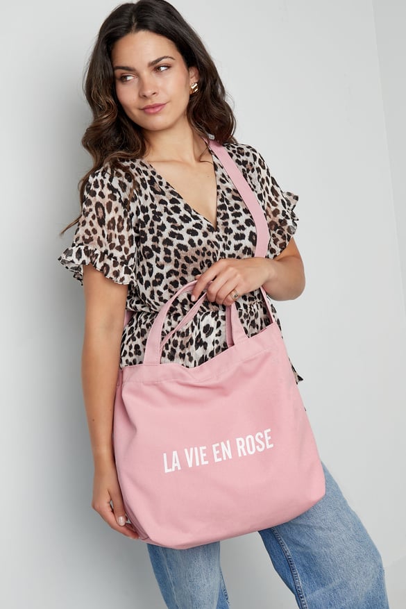 Canvas shopper la vie en rose - pink