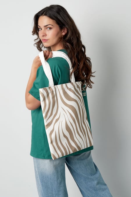 Canvas shopper zebra print - beige