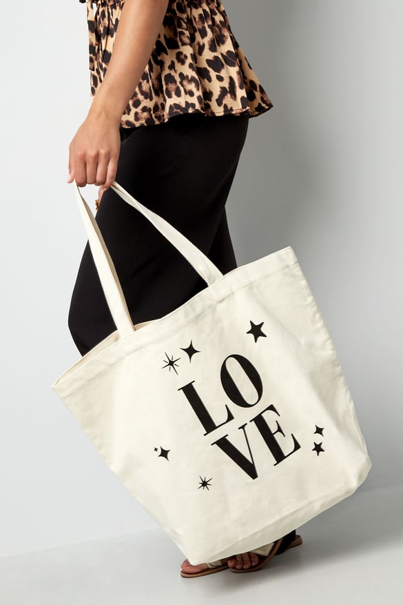 Canvas shopper love - white