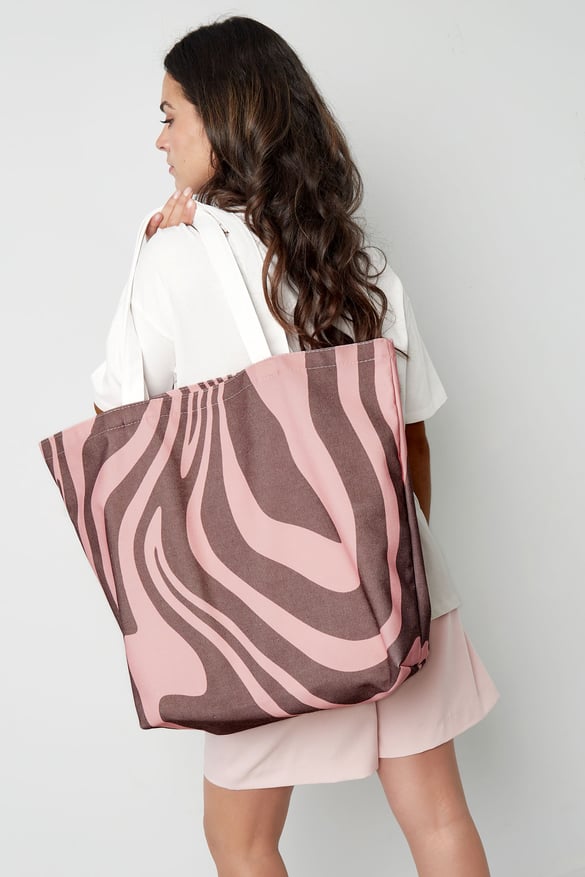 Canvas shopper zebra print - brown pink 2