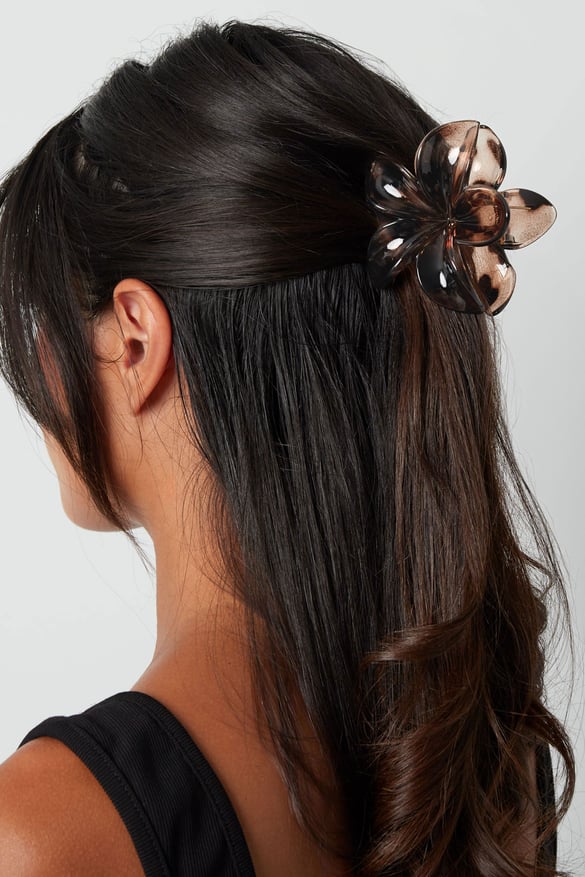 Hawaiian Flower Hair Clip - Brown