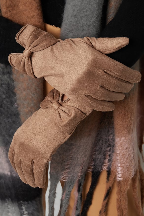 Guanti classici con fiocco - marrone