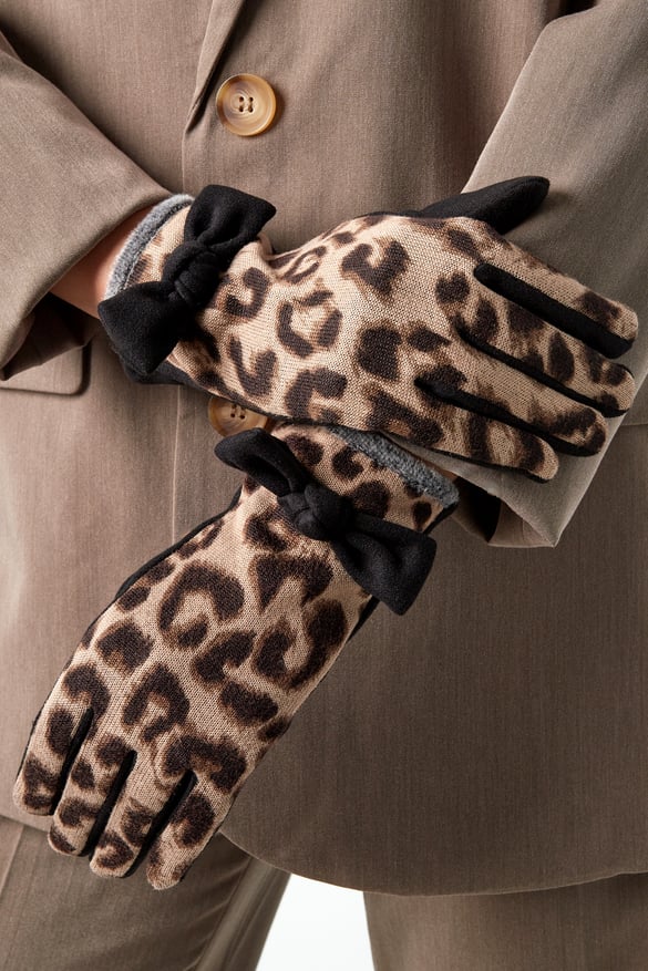 Guanti leopardati chic - nero e beige 2