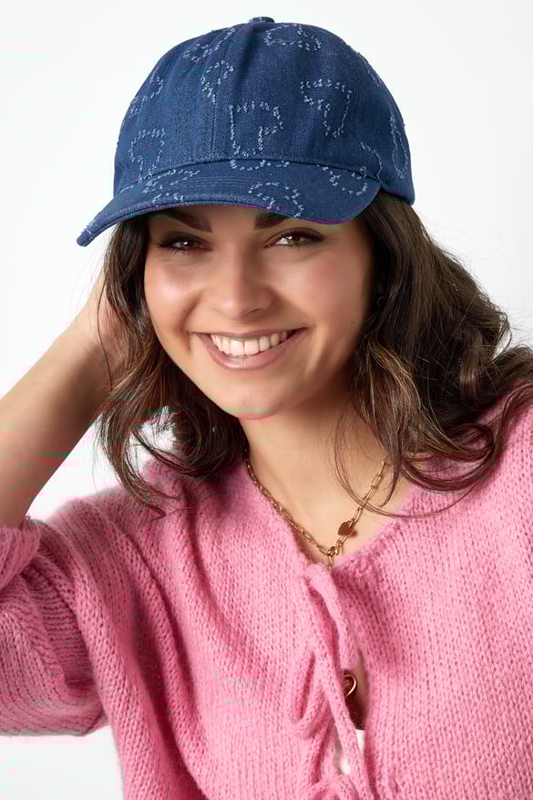 casquette avec coeurs - bleu foncé