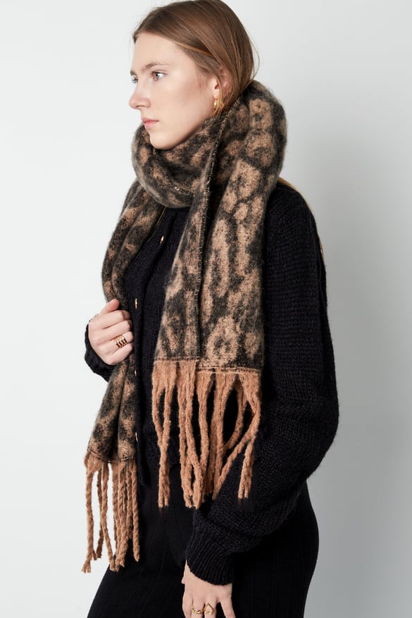 Schal mit Leopardenmuster - grau